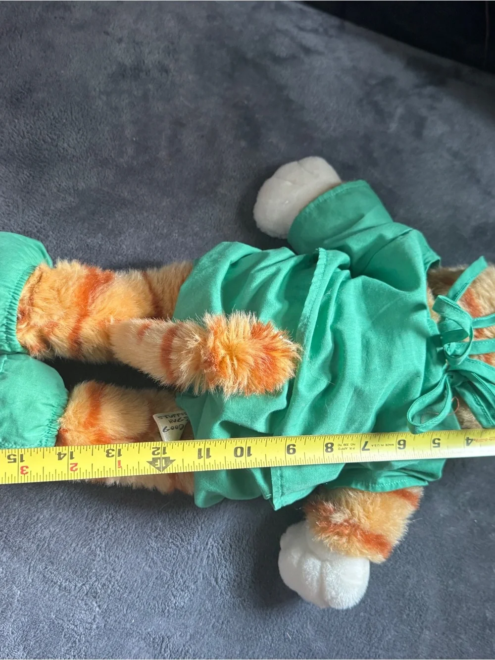 Vintage Build-A-Bear Floppy Kitty Orange Tabby Cat 16” Plush Green Outfit retire
